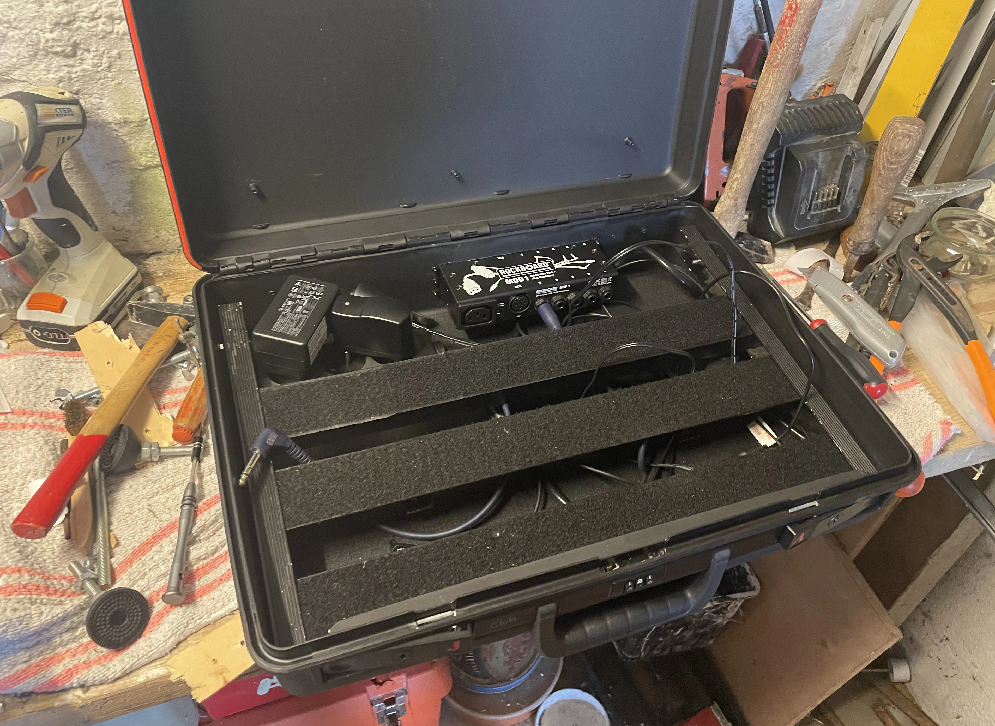 Opened case with the metal structure in place