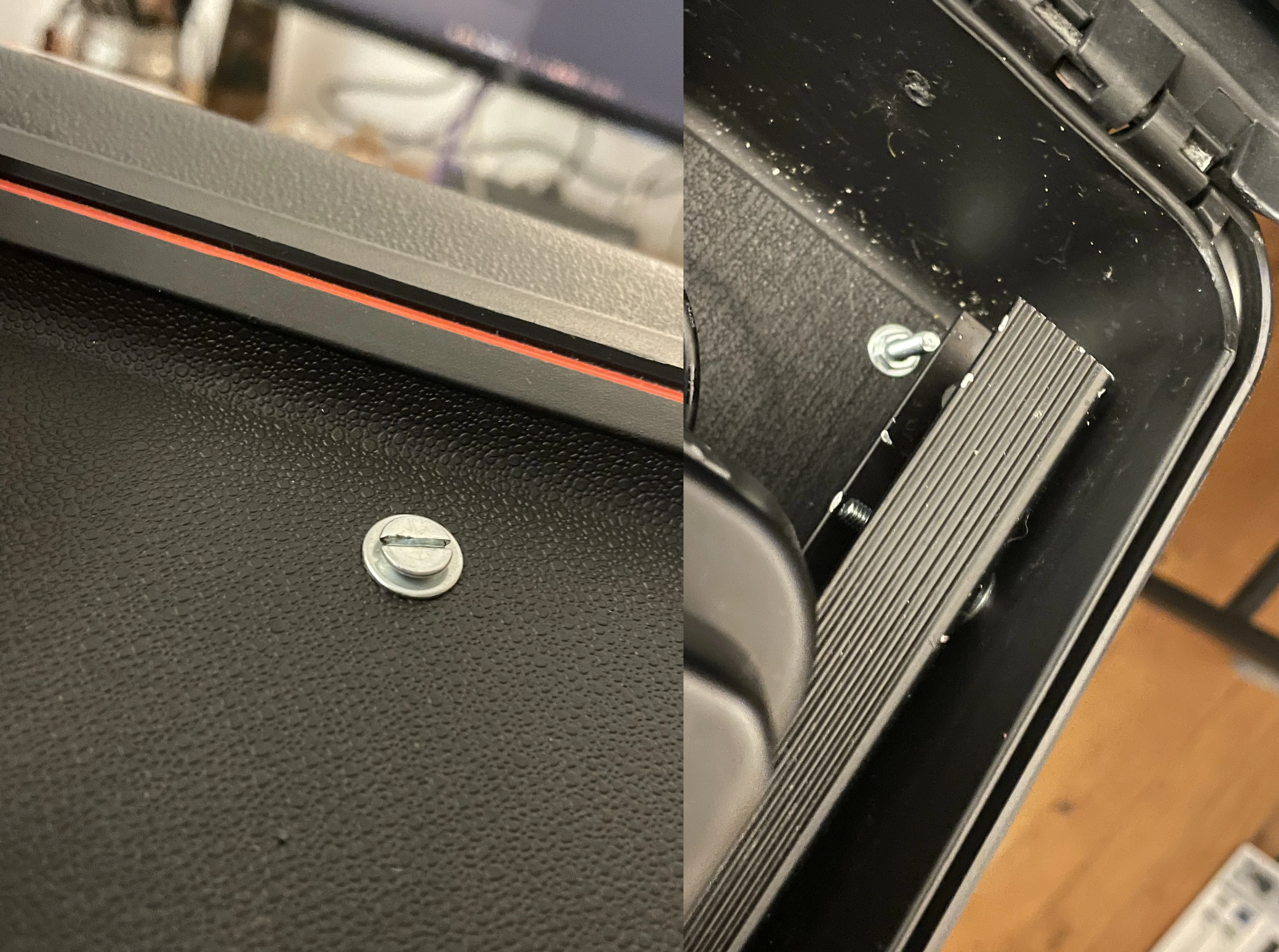 Metal structure pass through the case plastic structure, fixed with a screw and a nut